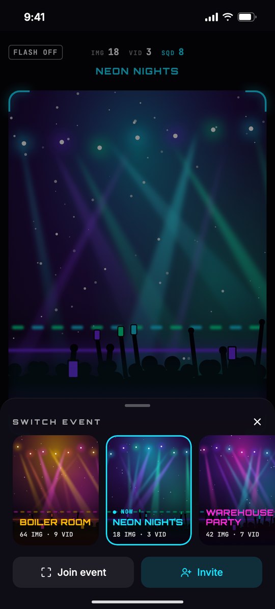 Event cards: switch between your events