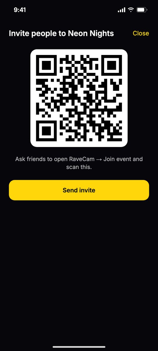 Invite screen with a QR code